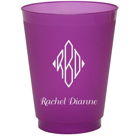 Shaped Diamond Monogram with Text Colored Shatterproof Cups